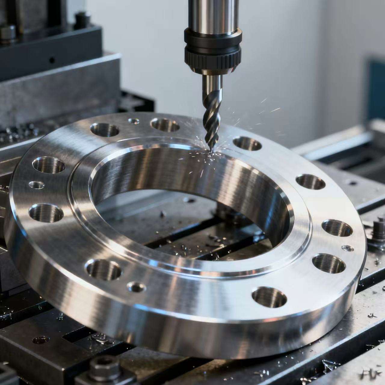 CNC drilling and milling in flange production