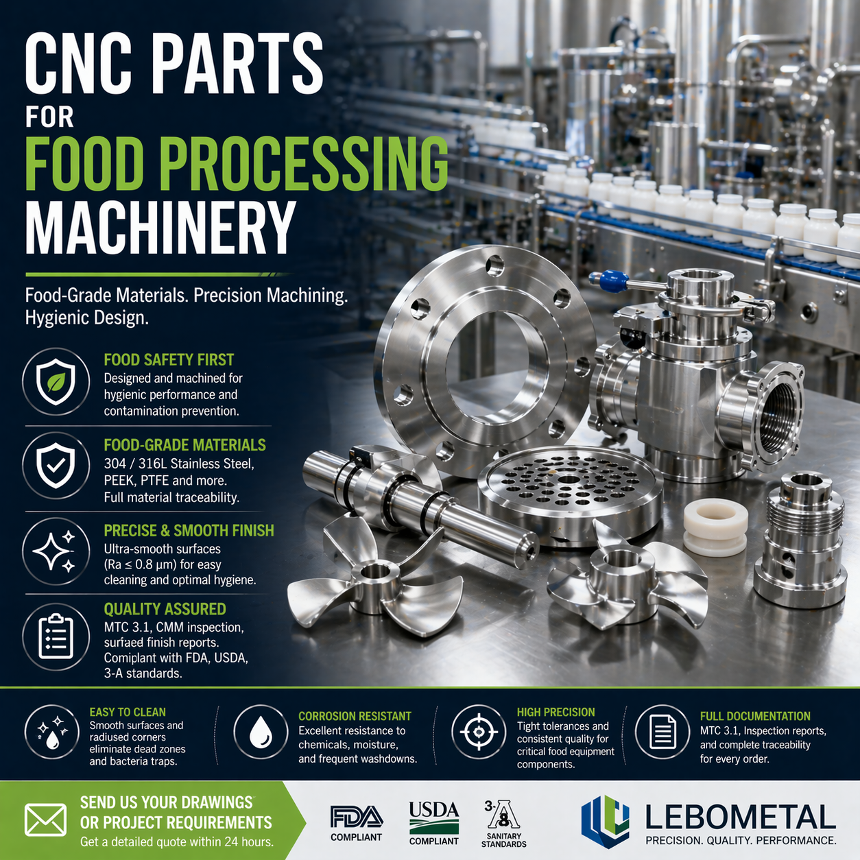 CNC Parts for Food Processing Machinery CNC Parts for Food Processing Machinery