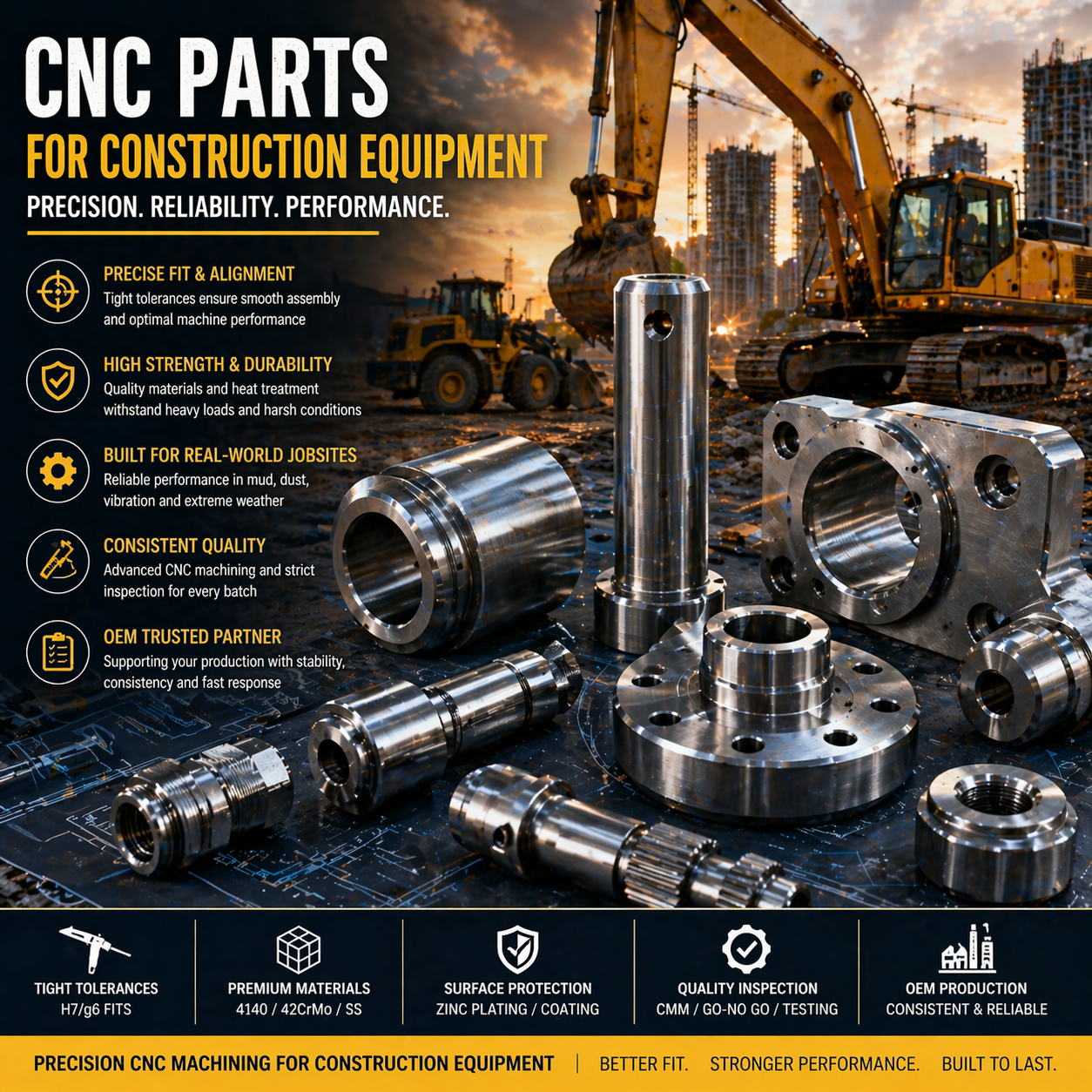 CNC parts for construction equipment