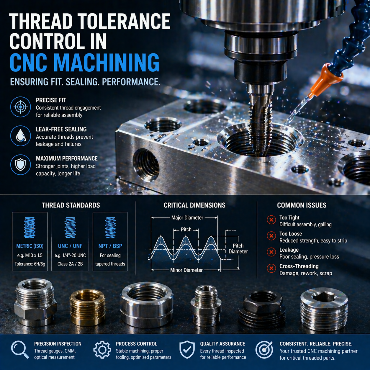 thread tolerance control in CNC machining
